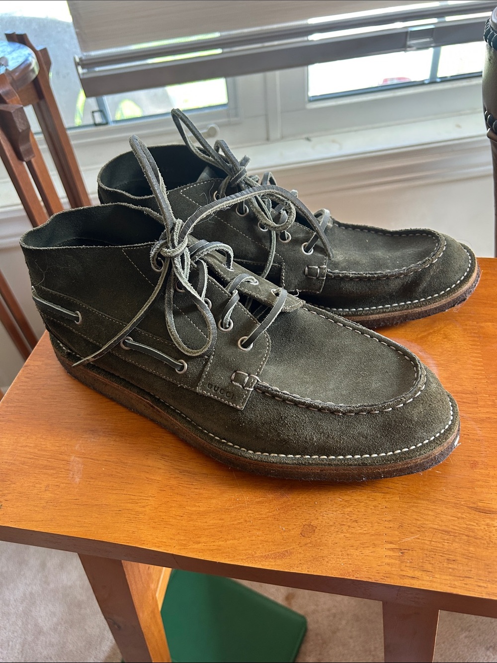 Gucci Green Suede Moccasins